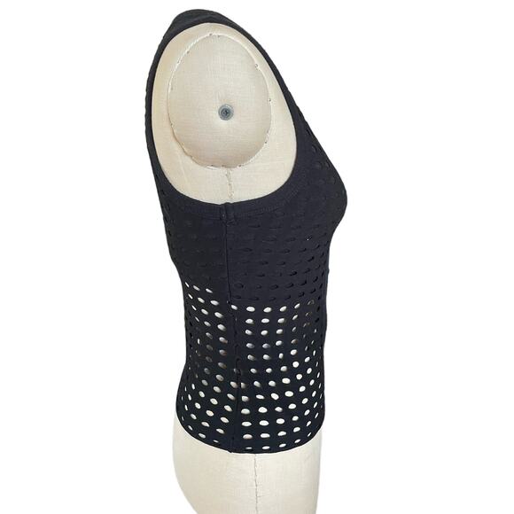 T Alexander Wang Black Laser Cut Stretch Sleeveless Tank Top Size Medium - Picture 3 of 7